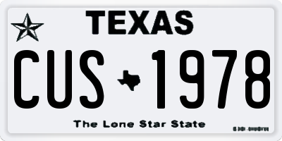 TX license plate CUS1978