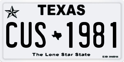 TX license plate CUS1981