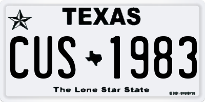 TX license plate CUS1983
