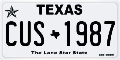 TX license plate CUS1987