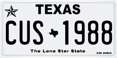 TX license plate CUS1988