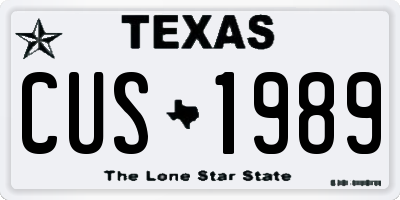 TX license plate CUS1989