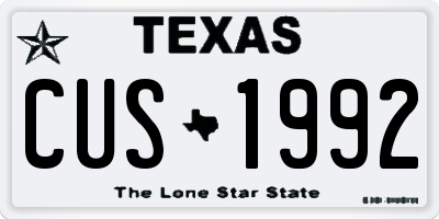 TX license plate CUS1992