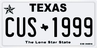 TX license plate CUS1999