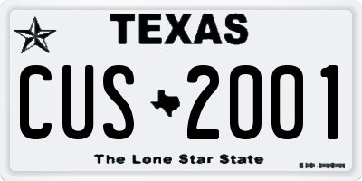 TX license plate CUS2001