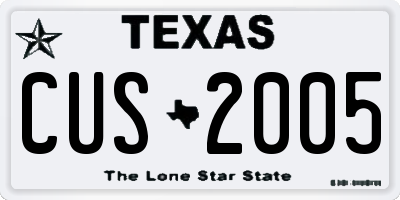 TX license plate CUS2005