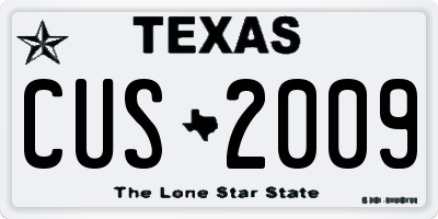 TX license plate CUS2009