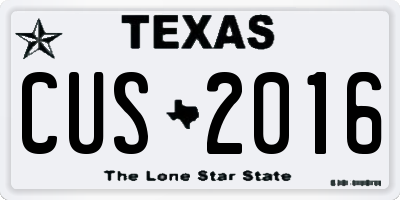 TX license plate CUS2016