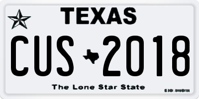 TX license plate CUS2018