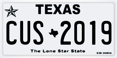 TX license plate CUS2019