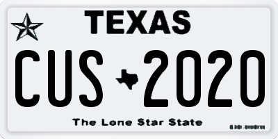 TX license plate CUS2020