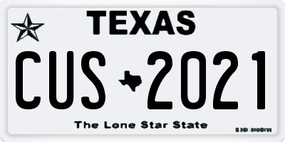 TX license plate CUS2021