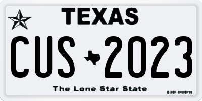 TX license plate CUS2023