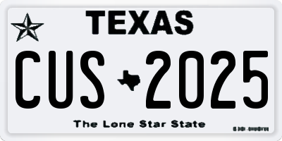 TX license plate CUS2025