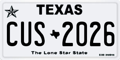 TX license plate CUS2026