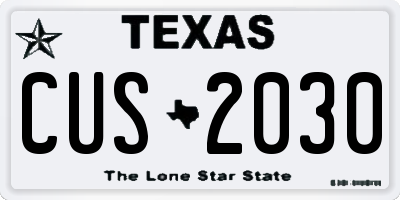 TX license plate CUS2030