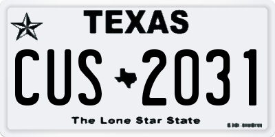 TX license plate CUS2031