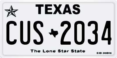 TX license plate CUS2034