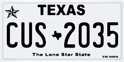 TX license plate CUS2035