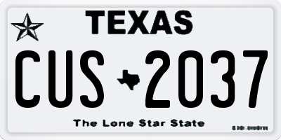 TX license plate CUS2037