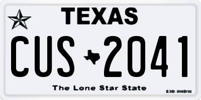 TX license plate CUS2041