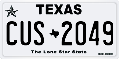 TX license plate CUS2049