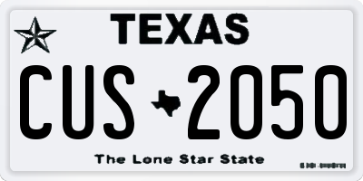 TX license plate CUS2050