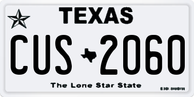 TX license plate CUS2060