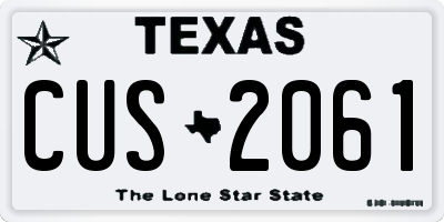 TX license plate CUS2061