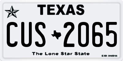 TX license plate CUS2065