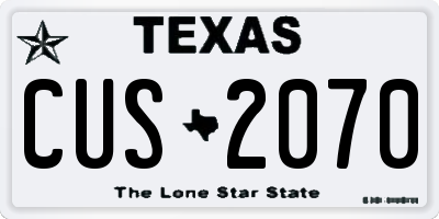 TX license plate CUS2070