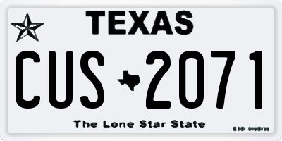 TX license plate CUS2071