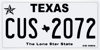 TX license plate CUS2072