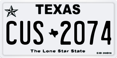 TX license plate CUS2074