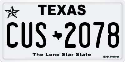 TX license plate CUS2078