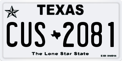 TX license plate CUS2081
