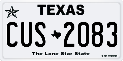 TX license plate CUS2083