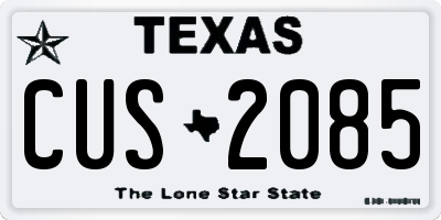 TX license plate CUS2085