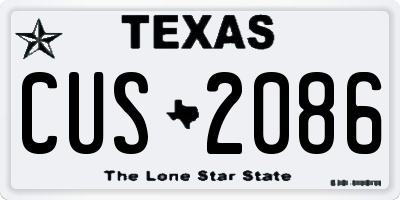 TX license plate CUS2086