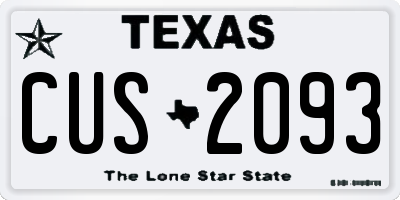 TX license plate CUS2093