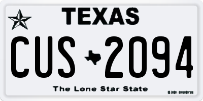 TX license plate CUS2094