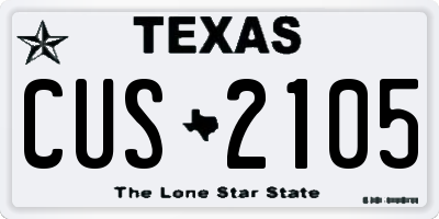 TX license plate CUS2105