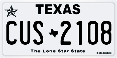TX license plate CUS2108
