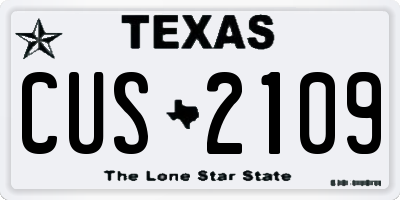 TX license plate CUS2109