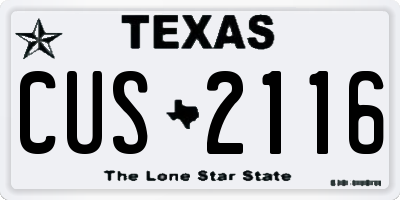 TX license plate CUS2116