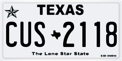 TX license plate CUS2118