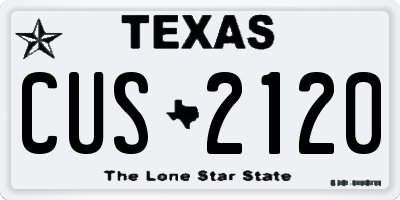 TX license plate CUS2120
