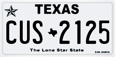 TX license plate CUS2125