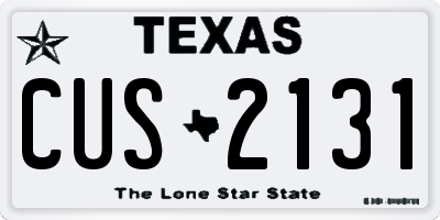 TX license plate CUS2131