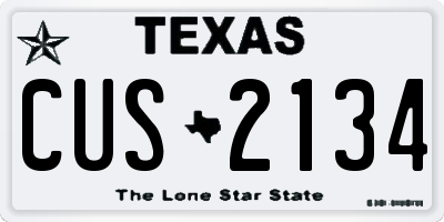 TX license plate CUS2134